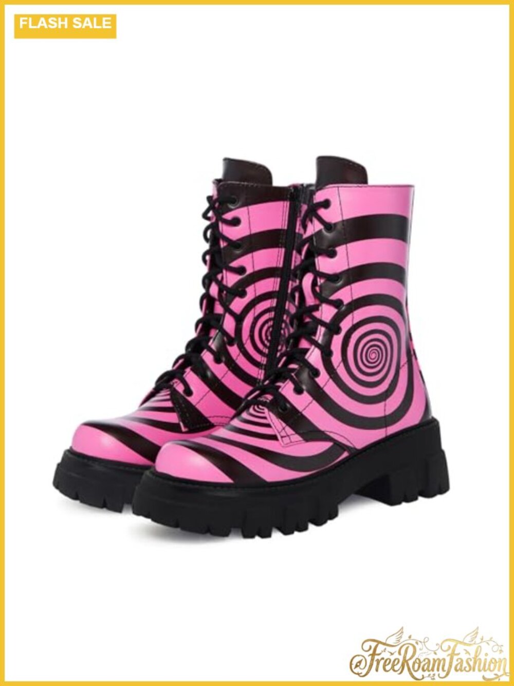 Women's Platform Combat Ankle Boots PU Round Toe Non-Slip